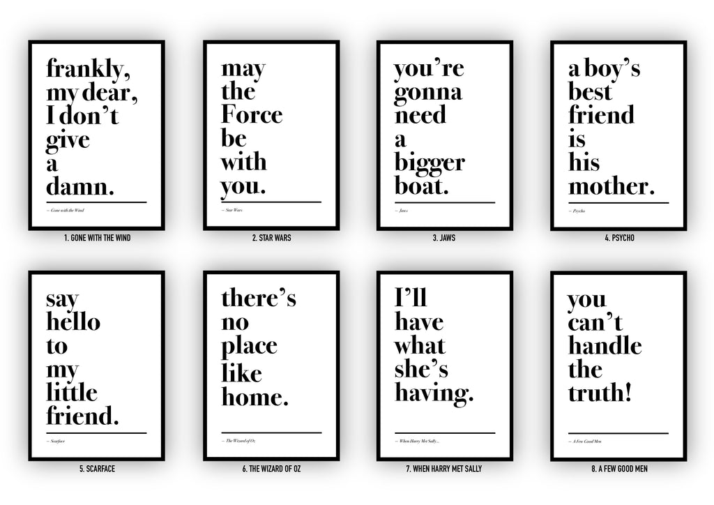 Movie Quote Prints: Minimalist Design Film Posters