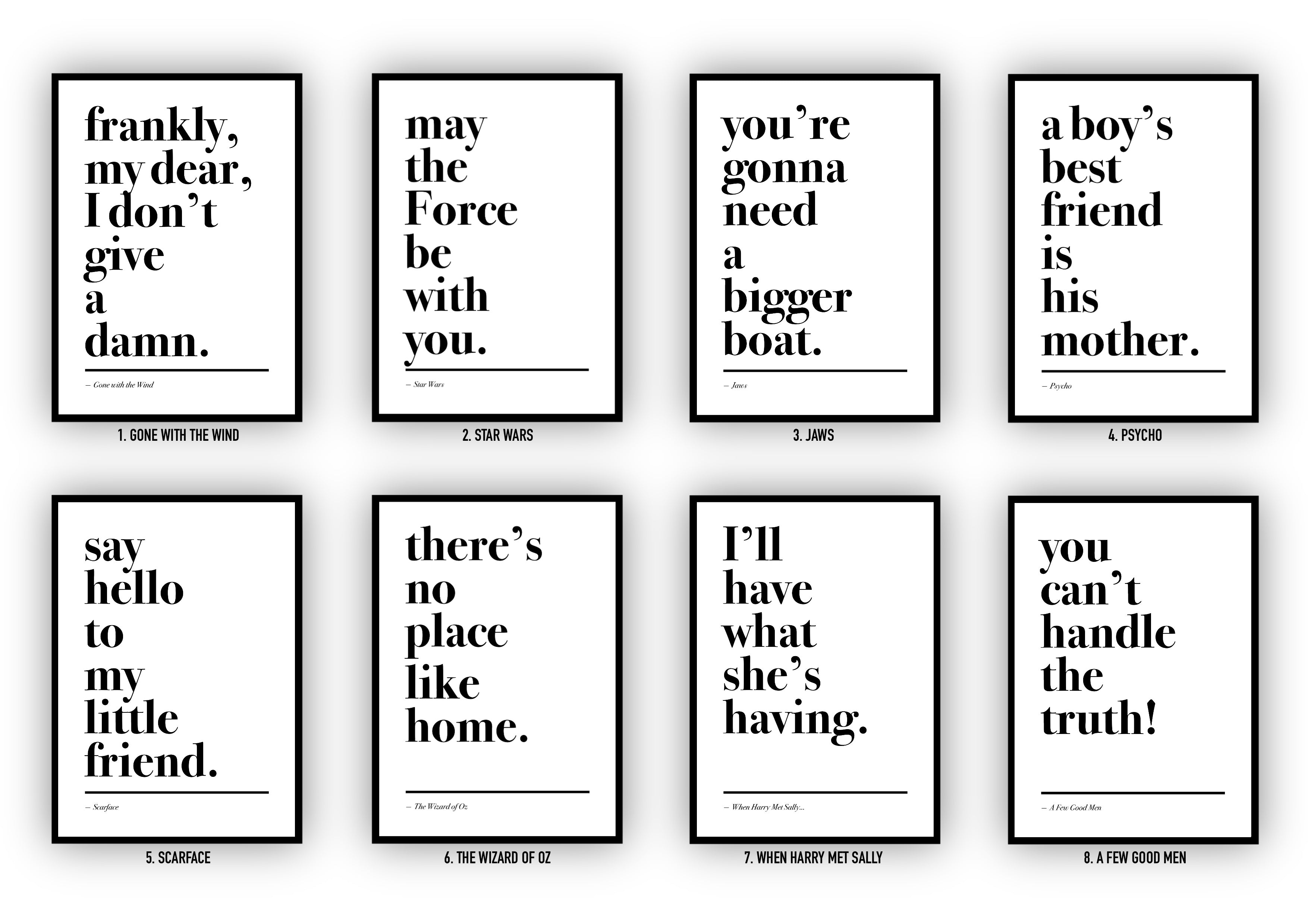 Movie Quote Prints: Minimalist Design Film Posters