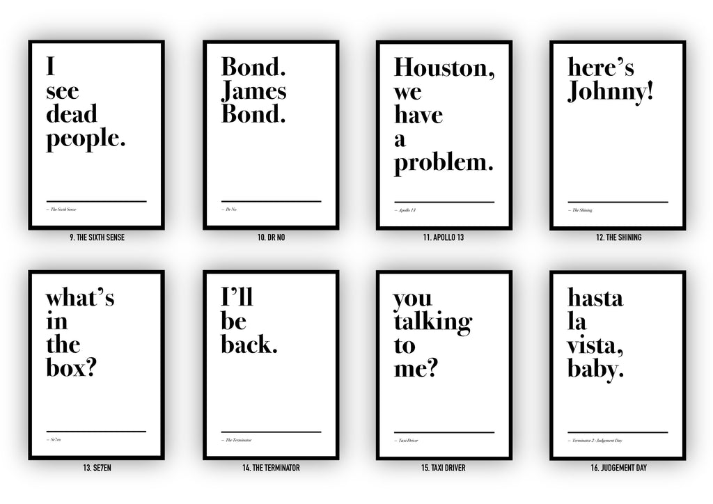 Movie Quote Prints: Minimalist Design Film Posters