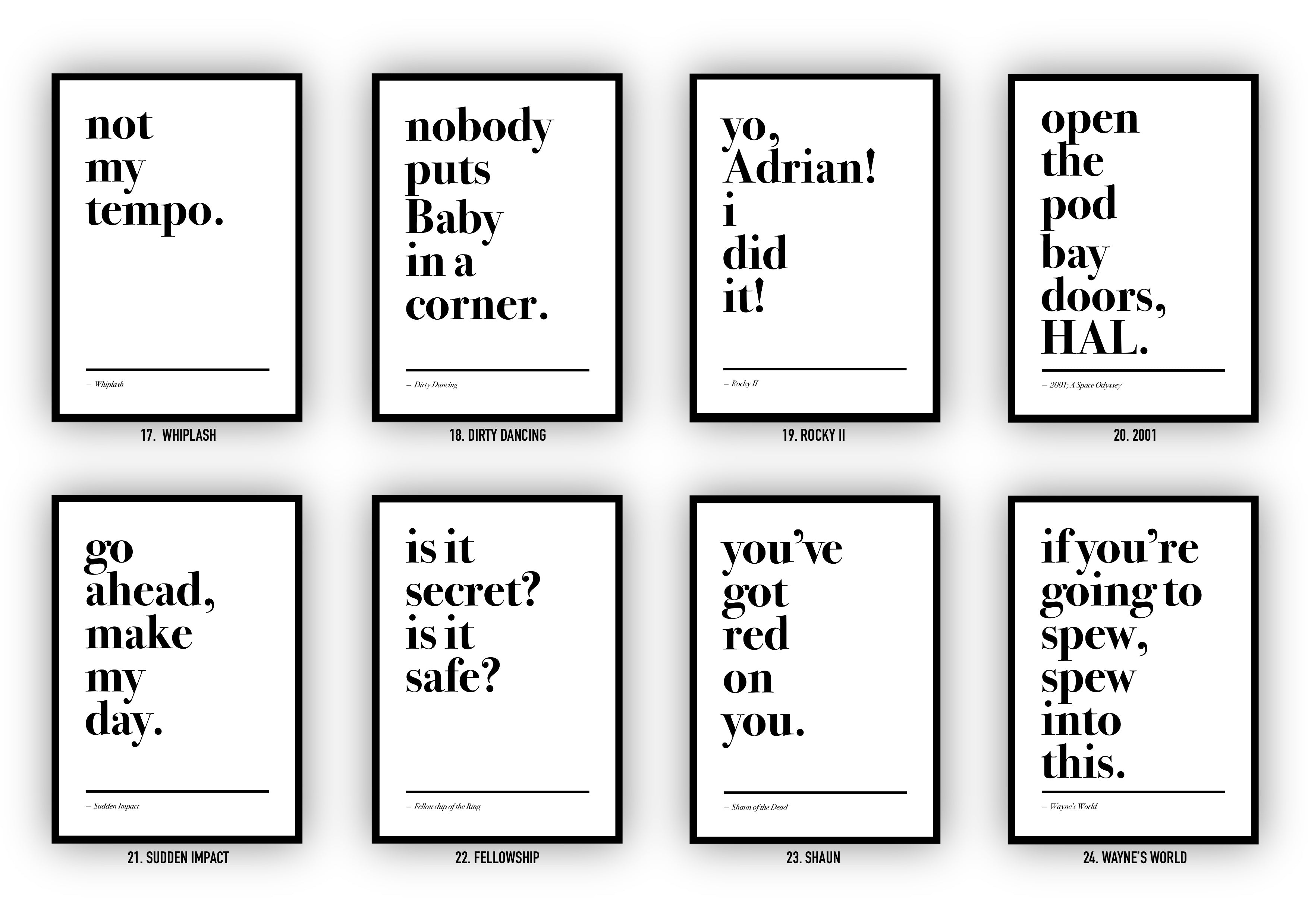 Movie Quote Prints: Minimalist Design Film Posters