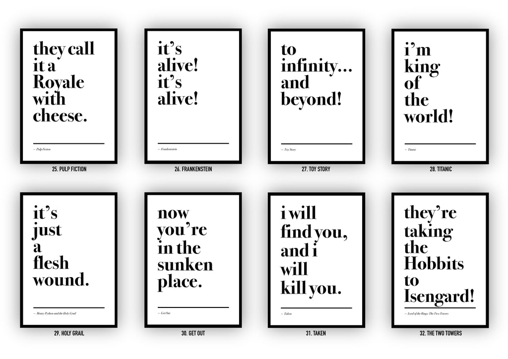 Movie Quote Prints: Minimalist Design Film Posters