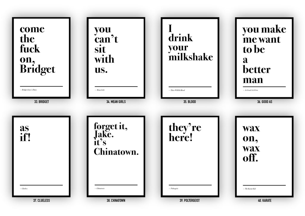 Movie Quote Prints: Minimalist Design Film Posters