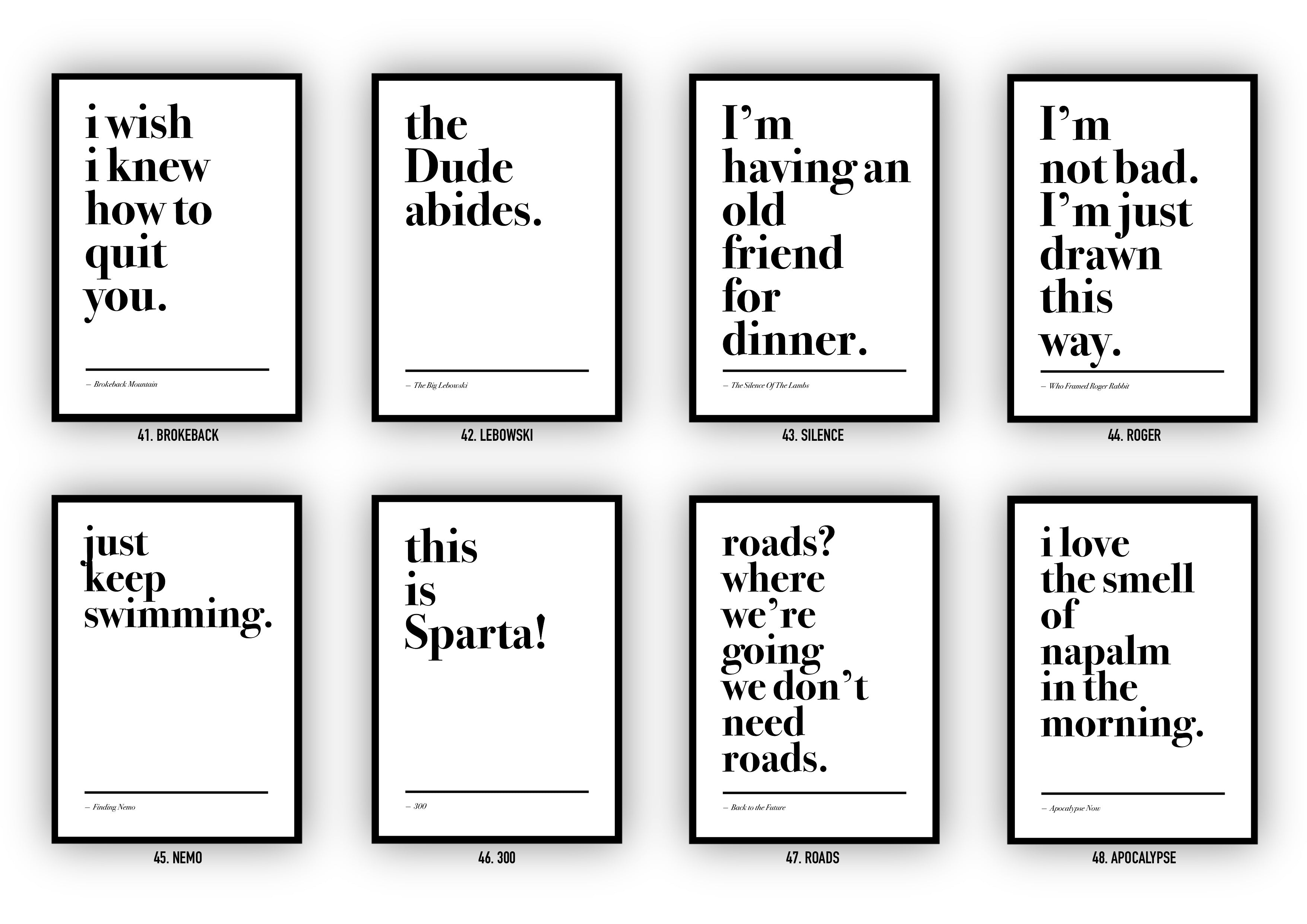 Movie Quote Prints: Minimalist Design Film Posters