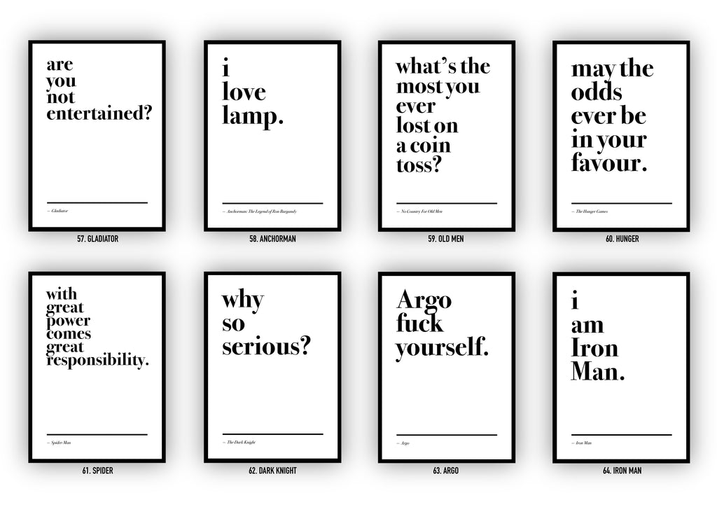 Movie Quote Prints: Minimalist Design Film Posters